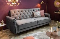 Chesterfield 3-zitsbank MAISON BELLE AFFAIRE 220cm grijs fluweel 3-zits met slaapfunctie - 40083