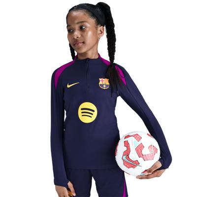Nike FC Barcelona Strike Trainingstrui 1/4-Zip 2025-2026 Kids Donkerblauw Felpaars Goud