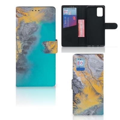 Samsung Galaxy A02s | M02s | Bookcase | Marble Blue Gold