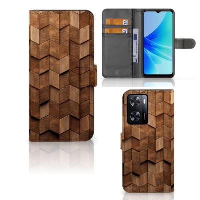 Book Style Case voor PPO A57 | A57s | A77 4G Wooden Cubes