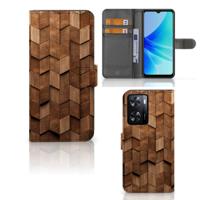 Book Style Case voor PPO A57 | A57s | A77 4G Wooden Cubes