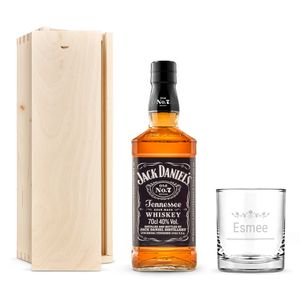 Jack Daniels whiskeypakket met gegraveerd glas