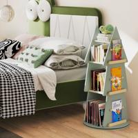 Kinderboekenrek 360° Draaibaar Kinderboekencarousel 4 Niveaus in Boomvorm Ø48 x 102 cm Vrijstaand Displayrek