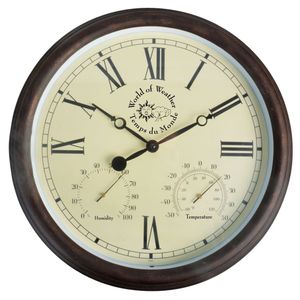 Esschert Design stationsklok met thermo-hygrometer 30,5 cm tf009