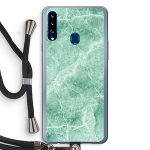 Groen marmer: Samsung Galaxy A20s Transparant Hoesje met koord