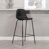 Nohr Barkruk 'Austina' Lederlook, kleur Zwart (zithoogte 77cm)