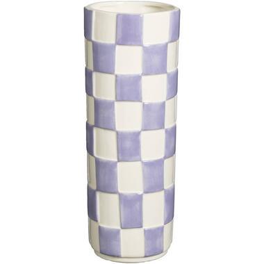 Vaas Check - lila - keramiek - 28,2xØ10,2 cm - Leen Bakker