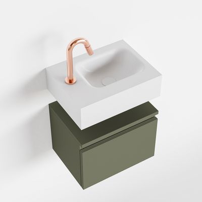 Toiletmeubel Mondiaz Andor | 40 cm | Meubelkleur Army | Lex vrijhangend wastafel Talc Rechts | 1 kraangat