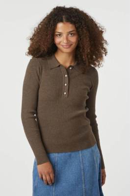 Neo Noir Panama Knit Blouse Brown Melange