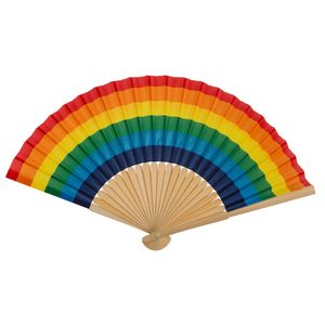 Spaanse hand waaier - Pride/Regenboog thema kleuren - bamboe/papier - 21 cm