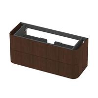 INK - Afgeronde Onderkast Fineer 2 Laden Softclose met Gefreesd Front Tbv Grepen - 1200x450x520 Mm - Shadow Veneer