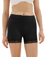 Fine Woman dames boxershort met kort pijpje - Elastisch katoenen kanten onderbroek