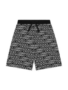 Dolce & Gabbana Kids short de sport en coton à logo imprimé - Noir