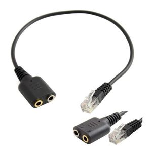 Double 3.5mm Audio Jack Female to Male RJ9 Plug Converter