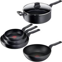 Tefal Hard Titanium Pro Pannenset - Koekenpannen Ø20/24/28cm + Wokpan Ø28cm + Hapjespan Ø28cm - Inductie - Zwart - thumbnail