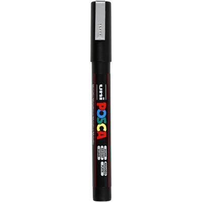 Uni-Posca Posca marker, afm pc-3m, lijndikte 0,9-1,3 mm, fijn, zilver, 1 stuk