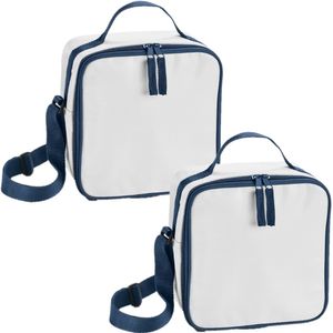 Set van 2x stuks kleine koeltassen voor lunch wit 20 x 20 x 11 cm 4.5 liter