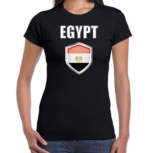 Egypte landen supporter t-shirt met Egyptische vlag schild zwart dames