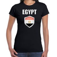 Egypte landen supporter t-shirt met Egyptische vlag schild zwart dames