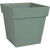 EDA PLASTIQUE - Toscane vierkante bloempot - 32 x 32 x H 32 cm - 22 L - Lauriergroen