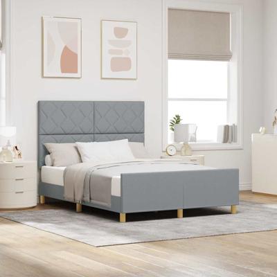Bedframe met hoofdeinde Lichtgrijs 140 x 190 cm Stof