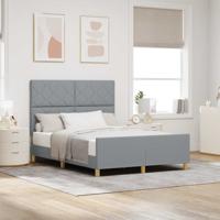 Bedframe met hoofdeinde Lichtgrijs 140 x 190 cm Stof