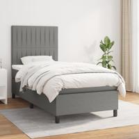 Boxspring met matras stof donkergrijs 100x200 cm