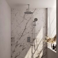 Inbouw Regendouche Set Brauer Chrome Edition Plafond Uitloop Ronde Hoofddouche 30 cm Met Glijstang en Handdouche 3 Standen Brauer