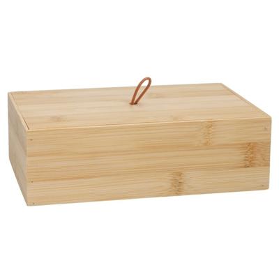 Houten opbergkistje met deksel - 22 x 15 x 7 cm - Sieraden/spulletjes/sleutels - bamboe