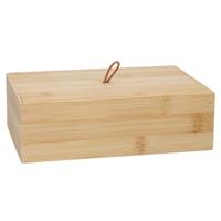 Houten opbergkistje met deksel - 22 x 15 x 7 cm - Sieraden/spulletjes/sleutels - bamboe