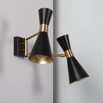 Dubbele wandlamp &apos;Jagger&apos; 2x E27 goud zwart verstelbaar modern