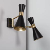 Dubbele wandlamp &apos;Jagger&apos; 2x E27 goud zwart verstelbaar modern