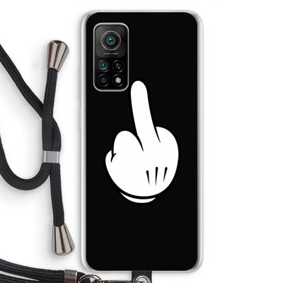 Middle finger black: Xiaomi Mi 10T 5G Transparant Hoesje met koord
