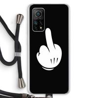Middle finger black: Xiaomi Mi 10T 5G Transparant Hoesje met koord