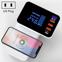 CDA33QW 40W QC 3 0 USB-poorten + 3 USB-poorten + USB-C/type-C-poorten + draadloos opladen multifunctionele opvouwbare oplader met LED-display US-stek