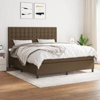 Boxspring met matras stof donkerbruin 180x200 cm