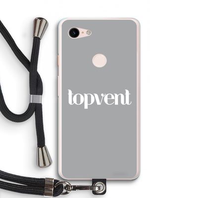 Topvent Grijs Wit: Pixel 3 XL Transparant Hoesje met koord