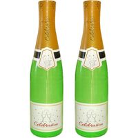 2x Stuks grote opblaasbare champagne fles Oud en Nieuw accessoires/decoratie 180 cm