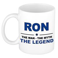 Ron cadeau mok - man myth legend - naam koffiemok / beker - wit en blauw - 300 ml