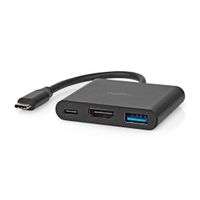 Nedis CCGB64770BK01 Usb Multi-port Adapter Usb 3.2 Gen 1 Usb-c™ Male Hdmi™ Output / Usb-a Female / Usb-c™ Female 5 Gbps 0.10 M Rond Vernikkeld Pvc Zwart Doos - thumbnail