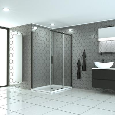 Douchecabine SaniClear Supreme | Anti-kalk | 120x80x200 cm | 1 Schuifdeur | Verouderd ijzer - gunmetal