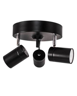 Ronde plafondspot zwart met 3 GU10 fittingen By Rydens Correct