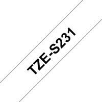 Brother TZe-S231 Labeltape extra sterk klevend Tapekleur: Wit Tekstkleur: Zwart 12 mm 8 m - thumbnail