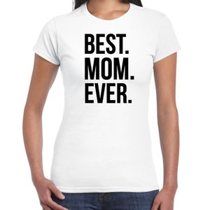 Best mom ever punt t-shirt wit voor dames - moederdag cadeau shirt mama