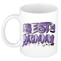 Cadeau koffie/thee mok voor mama - paars - graffiti letters - de beste - 300 ml - Moederdag