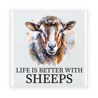 Cadeau tegel boerderijdieren liefhebber - schapen - keramiek - waterverf - 15 cm