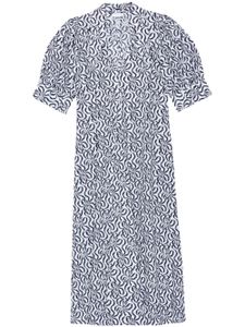 GANNI robe en coton biologique à imprimé graphique - Bleu