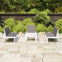 4-delige Loungeset met kussens kunststof wit