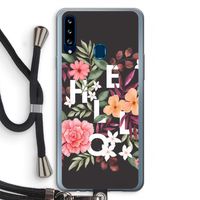 Hello in flowers: Samsung Galaxy A20s Transparant Hoesje met koord