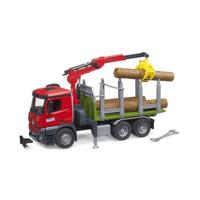 Bruder Mercedez-Benz Arocs houtvrachtwagen met kraanarm en 3 boomstammen - thumbnail